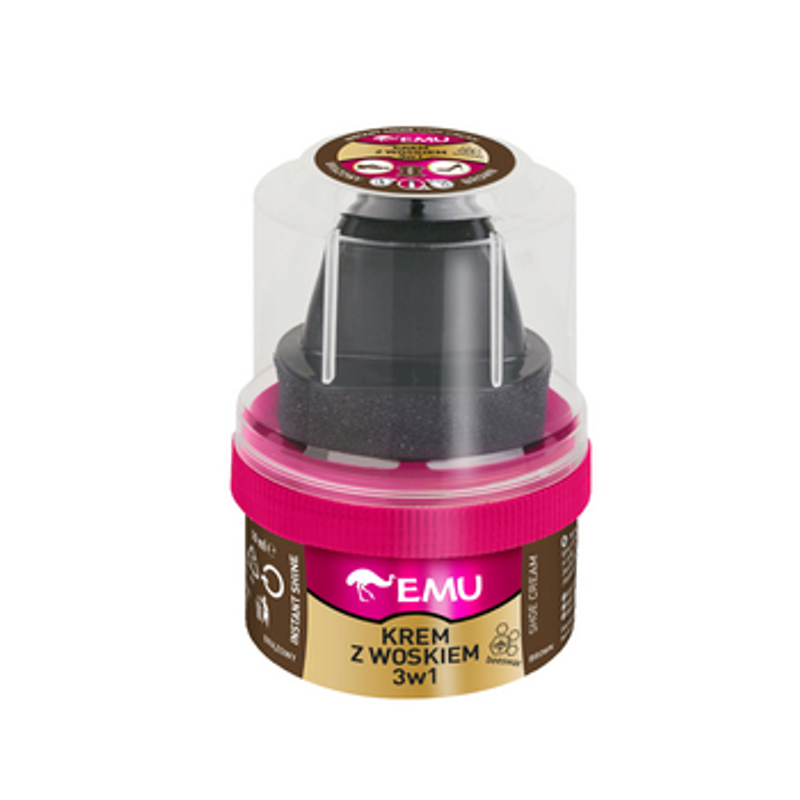 EMU Krem z woskiem do butów 3w1 (instant shine shoe wax cream) - brązowy 50ml